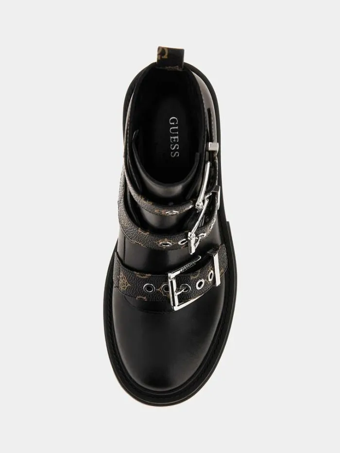 Women Obia Real Leather Low Boots Black Guess Boots And Booties