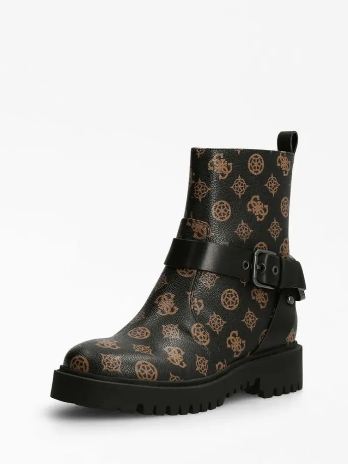 Women Oracia 4g Peony Logo Ankle Boot Brown Guess Boots And Booties