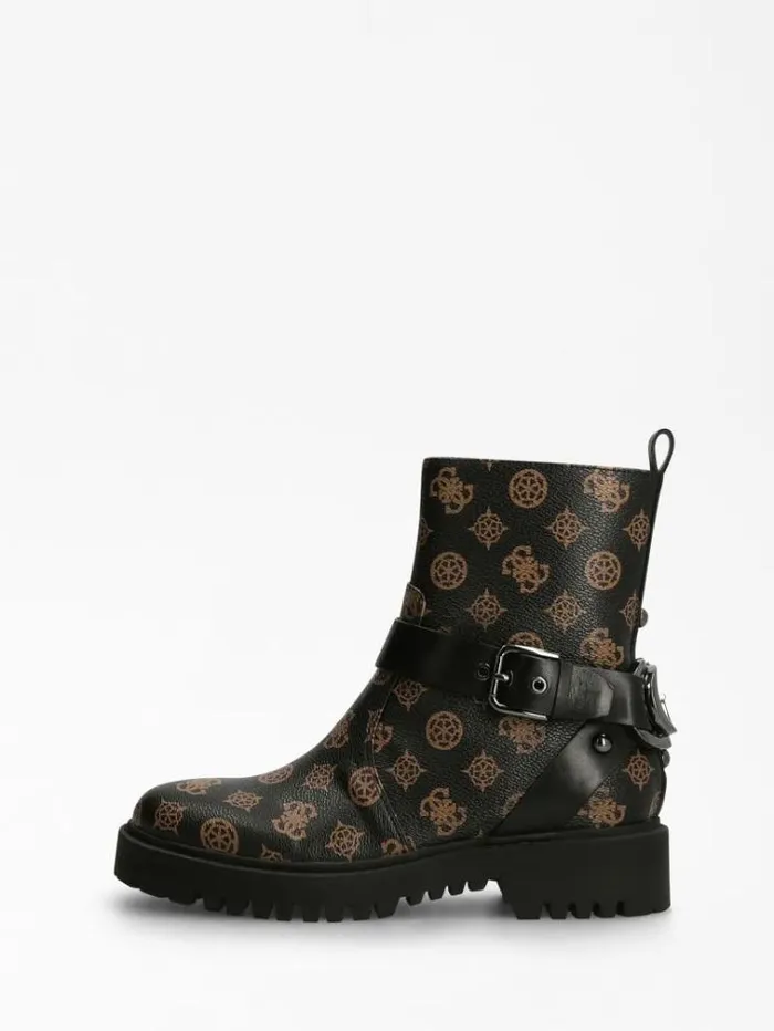 Women Oracia 4g Peony Logo Ankle Boot Brown Guess Boots And Booties