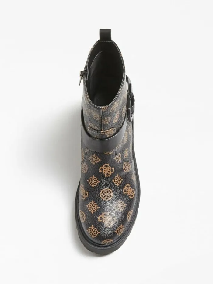 Women Oracia 4g Peony Logo Ankle Boot Brown Guess Boots And Booties