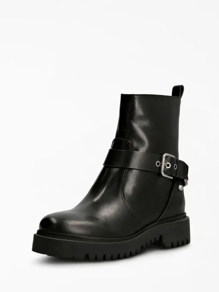 Women Oracia Genuine Leather Ankle Boot Black Guess Boots And Booties