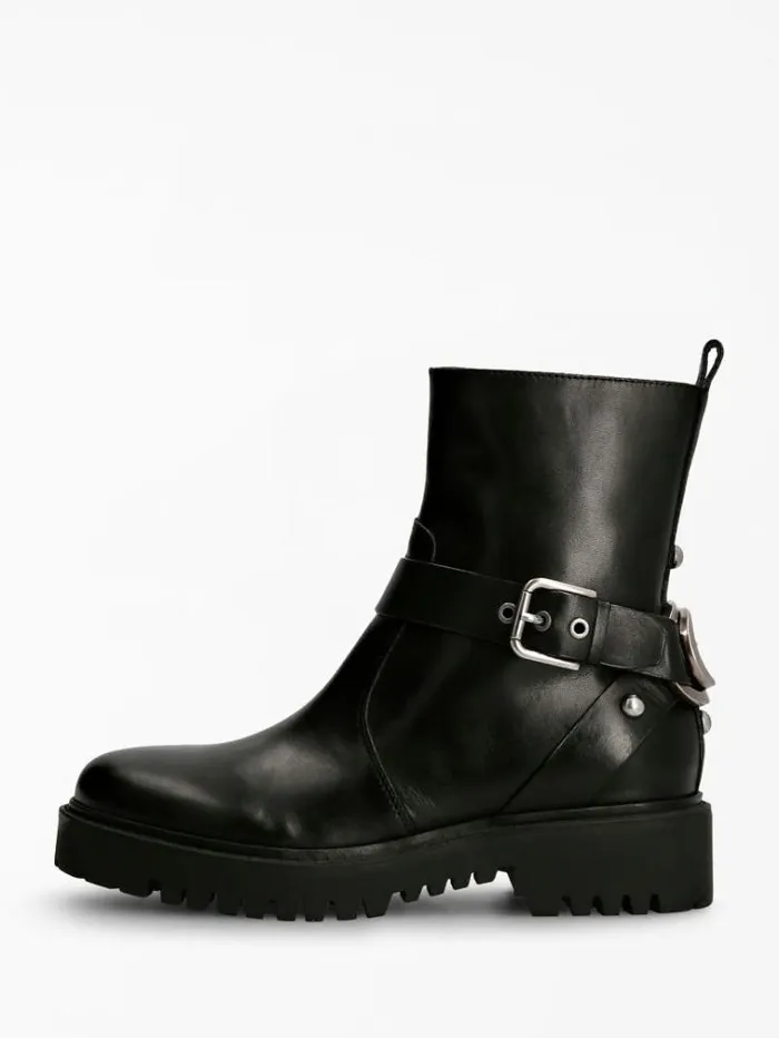 Women Oracia Genuine Leather Ankle Boot Black Guess Boots And Booties