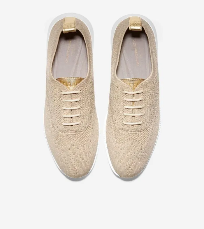 Women Oxfords Cole Haan 2ZERGRAND Stitchlite Wingtip Oxfords Rye Stitchlitetradeoptic White