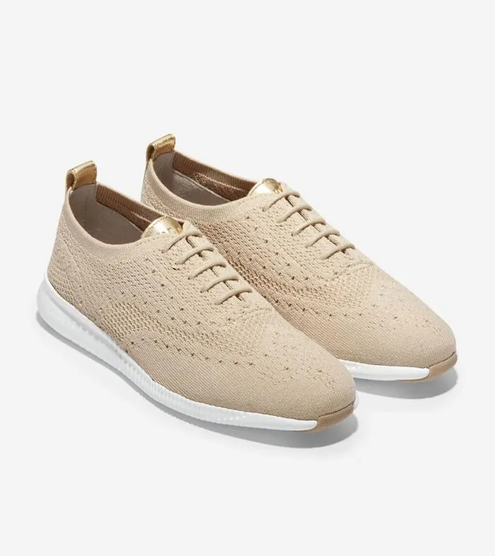 Women Oxfords Cole Haan 2ZERGRAND Stitchlite Wingtip Oxfords Rye Stitchlitetradeoptic White
