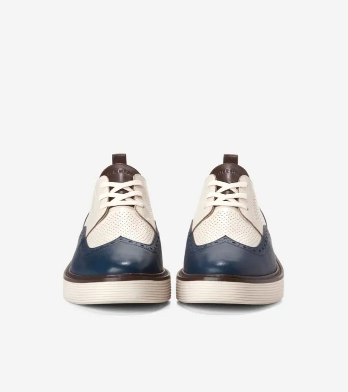 Women Oxfords Cole Haan riginalGrand Platform Wingtip Oxfords Blue Wing Tealivory