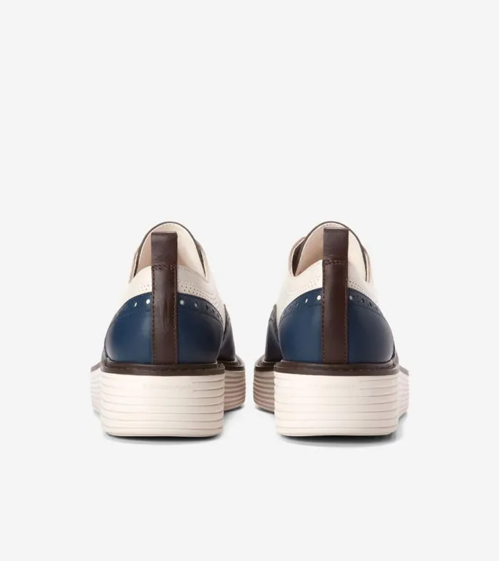 Women Oxfords Cole Haan riginalGrand Platform Wingtip Oxfords Blue Wing Tealivory