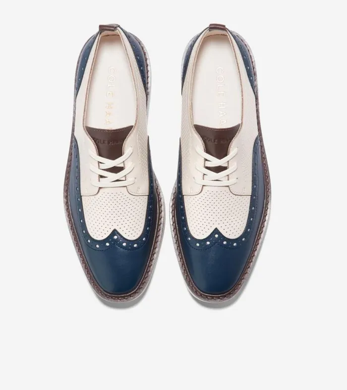 Women Oxfords Cole Haan riginalGrand Platform Wingtip Oxfords Blue Wing Tealivory