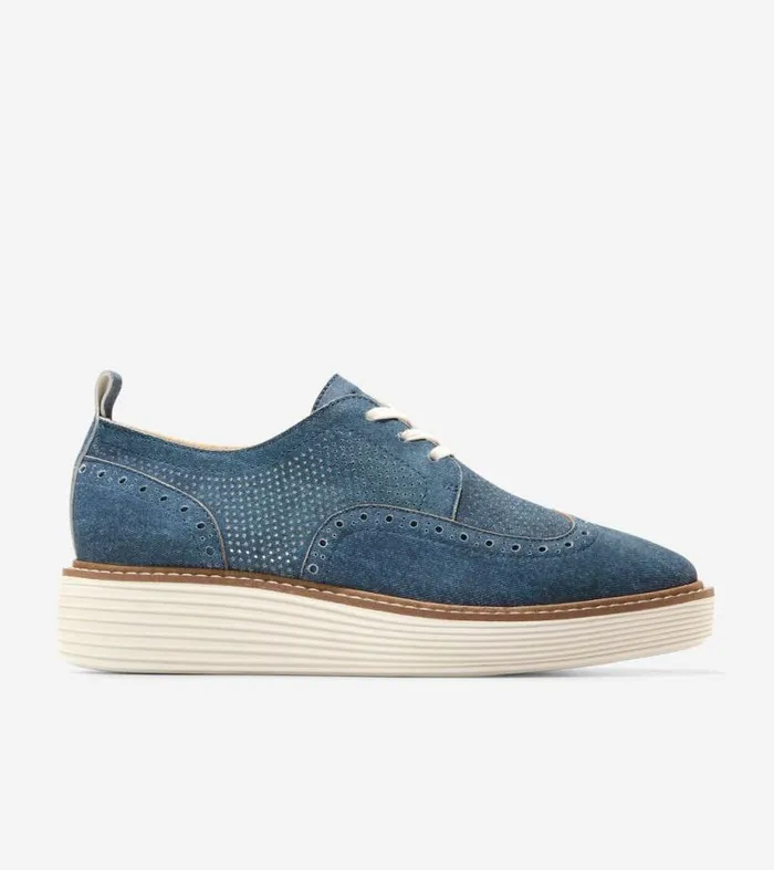 Women Oxfords Cole Haan riginalGrand Platform Wingtip Oxfords Denimivory