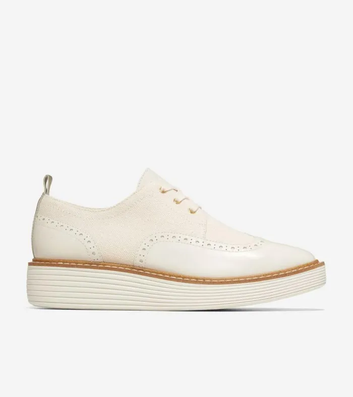 Women Oxfords Cole Haan riginalGrand Platform Wingtip Oxfords Natural Hempivory