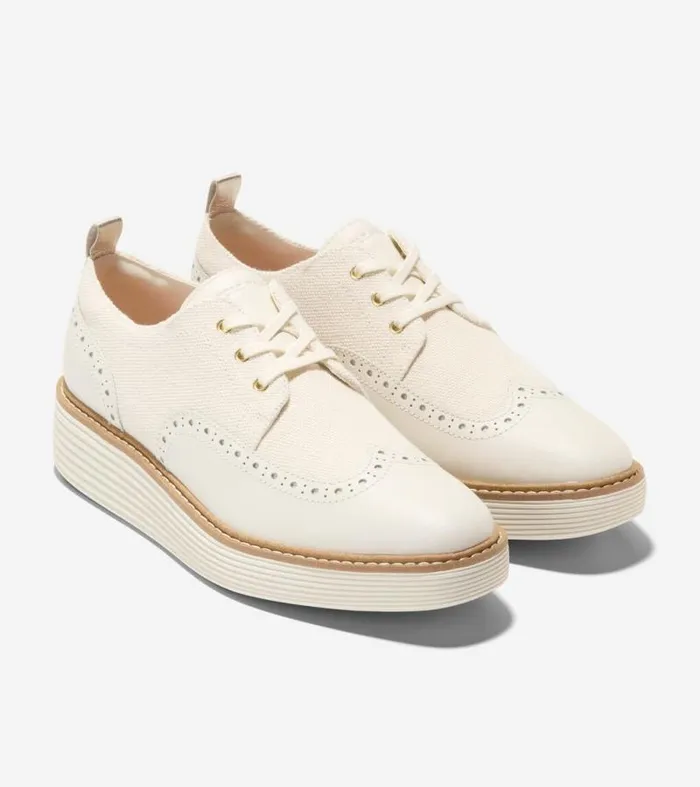 Women Oxfords Cole Haan riginalGrand Platform Wingtip Oxfords Natural Hempivory
