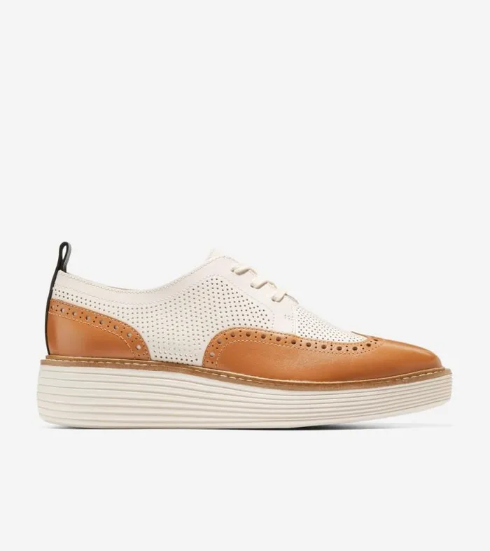 Women Oxfords Cole Haan riginalGrand Platform Wingtip Oxfords Pecanivory