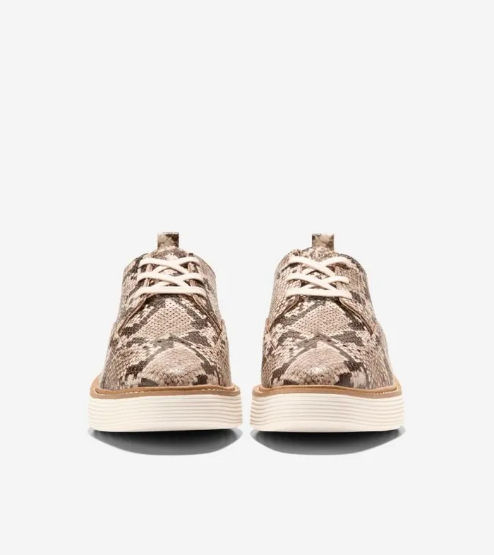 Women Oxfords Cole Haan riginalGrand Platform Wingtip Oxfords Sandollar Snake Printivory