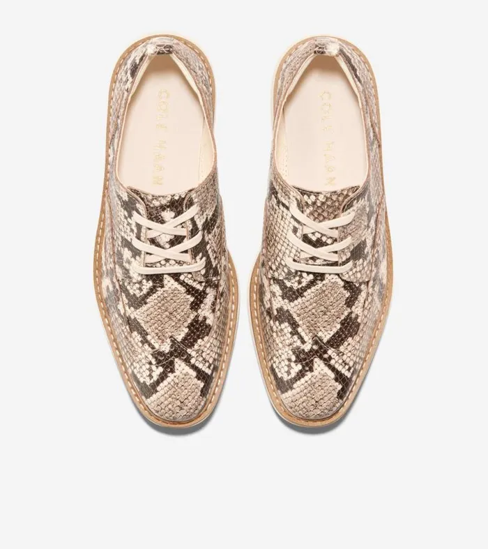 Women Oxfords Cole Haan riginalGrand Platform Wingtip Oxfords Sandollar Snake Printivory