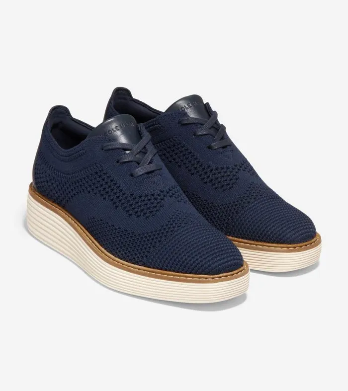 Women Oxfords Cole Haan riginalGrand Stitchlite Platform Wingtip Oxfords Navy Blazerivory Stitchlitetrade