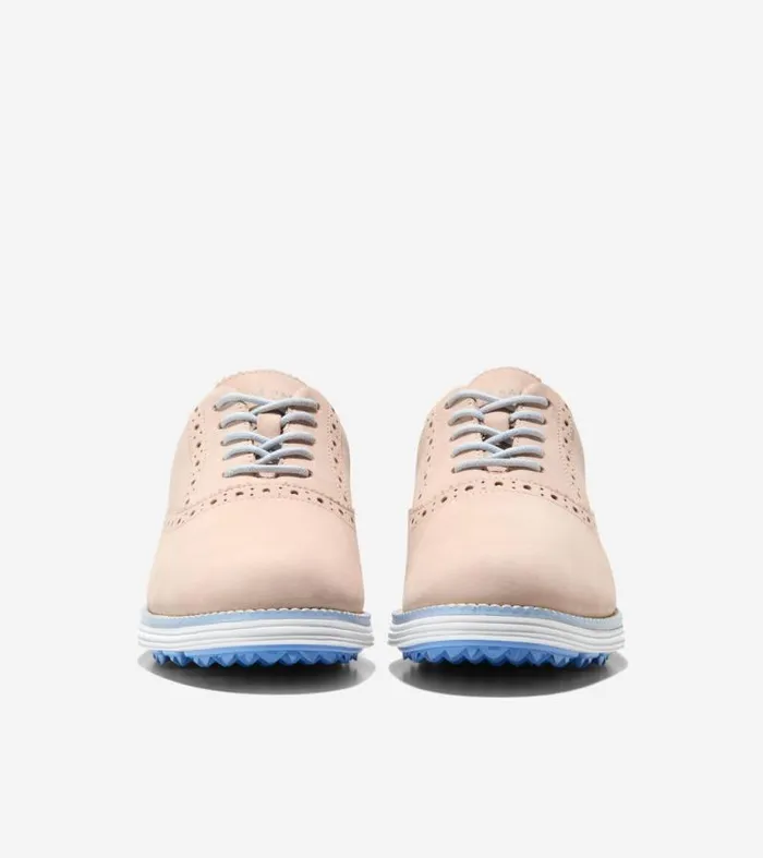 Women Oxfords Cole Haan riginalGrand Waterproof Shortwing Golf Shoes Bleached Tanvista Blue