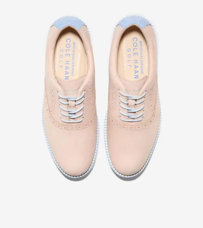 Women Oxfords Cole Haan riginalGrand Waterproof Shortwing Golf Shoes Bleached Tanvista Blue