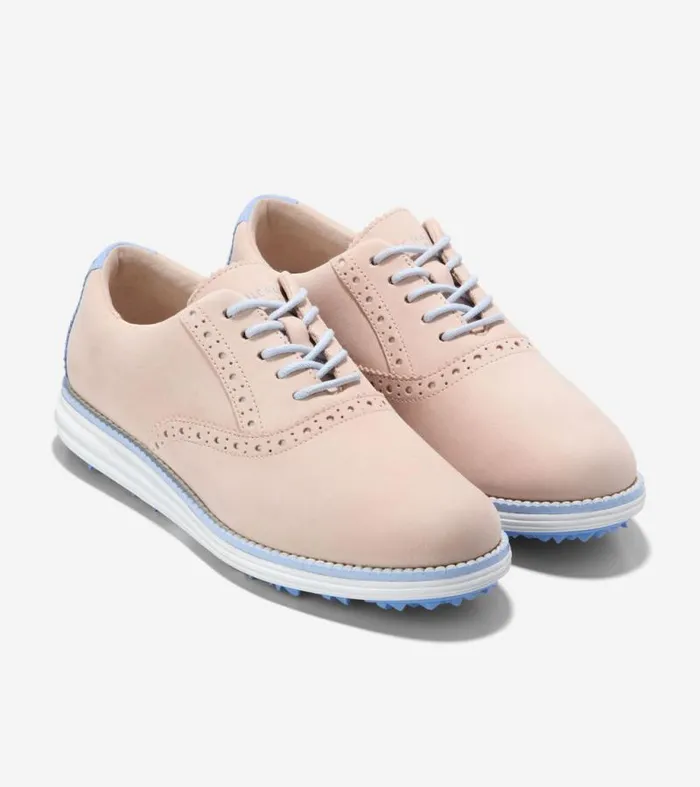 Women Oxfords Cole Haan riginalGrand Waterproof Shortwing Golf Shoes Bleached Tanvista Blue