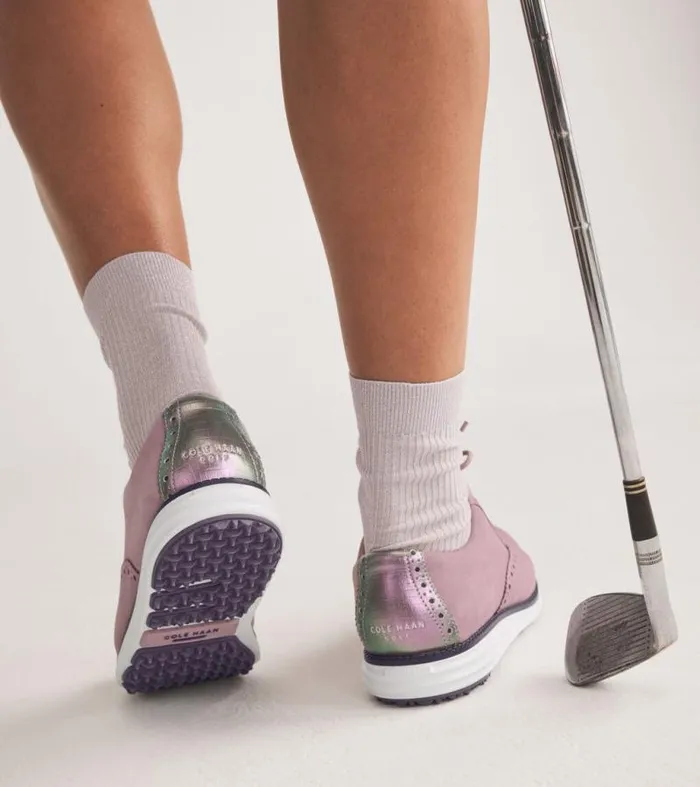 Women Oxfords Cole Haan riginalGrand Waterproof Shortwing Golf Shoes Mauve Shadowsplumoptic White