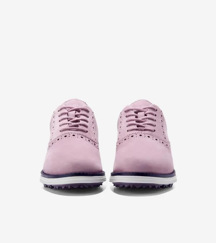 Women Oxfords Cole Haan riginalGrand Waterproof Shortwing Golf Shoes Mauve Shadowsplumoptic White