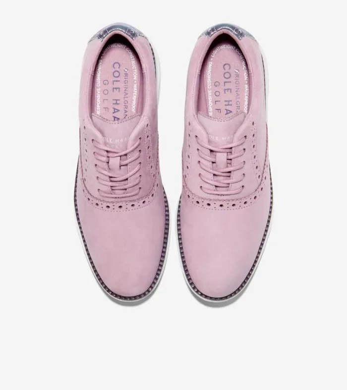 Women Oxfords Cole Haan riginalGrand Waterproof Shortwing Golf Shoes Mauve Shadowsplumoptic White