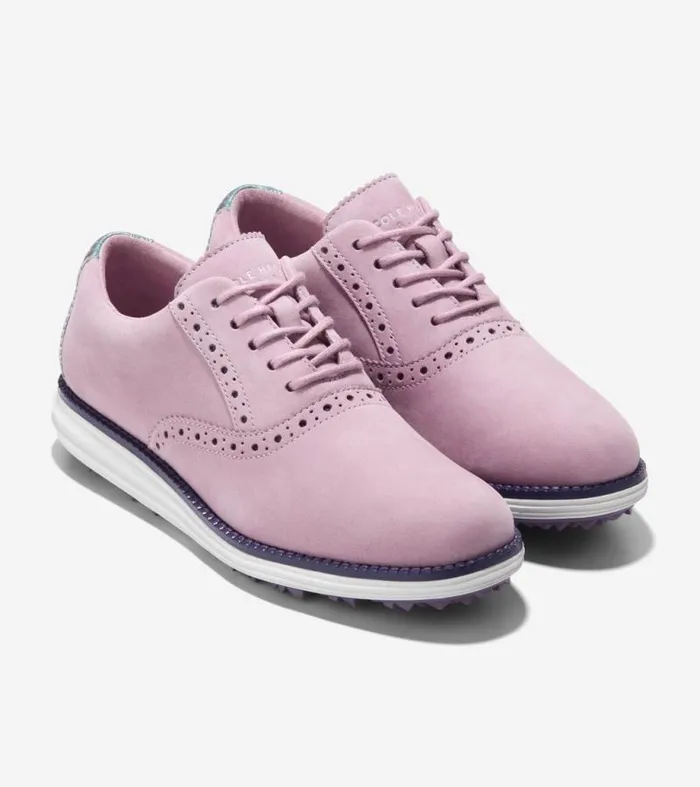 Women Oxfords Cole Haan riginalGrand Waterproof Shortwing Golf Shoes Mauve Shadowsplumoptic White