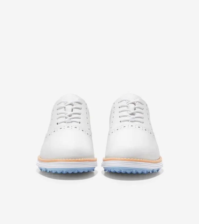Women Oxfords Cole Haan riginalGrand Waterproof Shortwing Oxford Golf Shoes Optic Whitebluebell