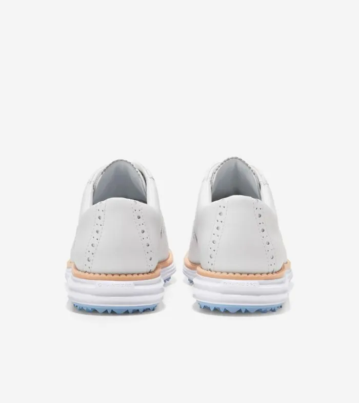 Women Oxfords Cole Haan riginalGrand Waterproof Shortwing Oxford Golf Shoes Optic Whitebluebell
