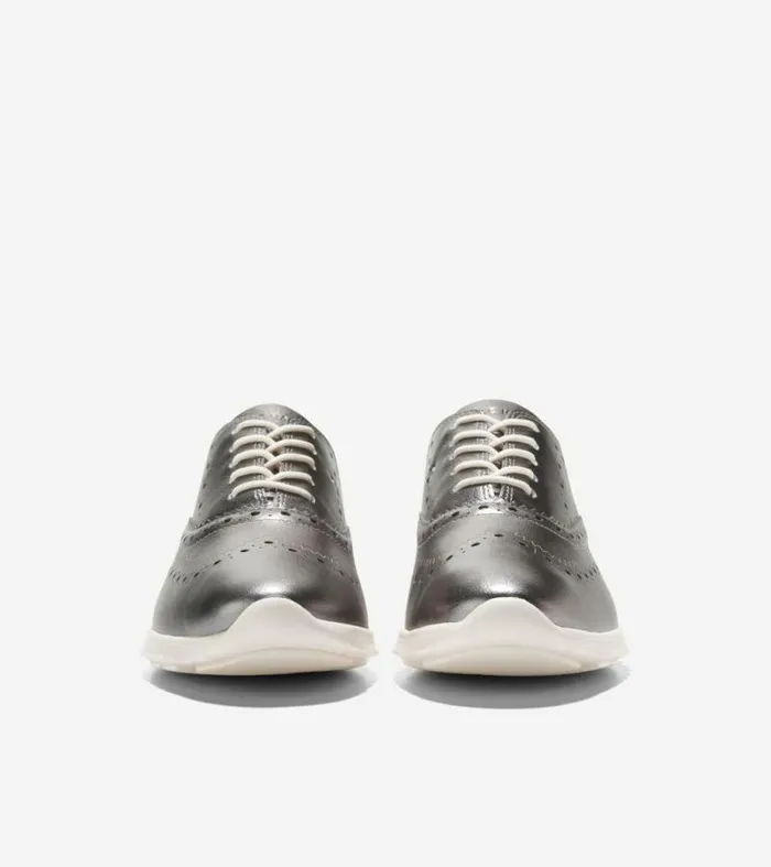 Women Oxfords Cole Haan ZERGRAND Closed Hole Wingtip Oxfords Silverivory