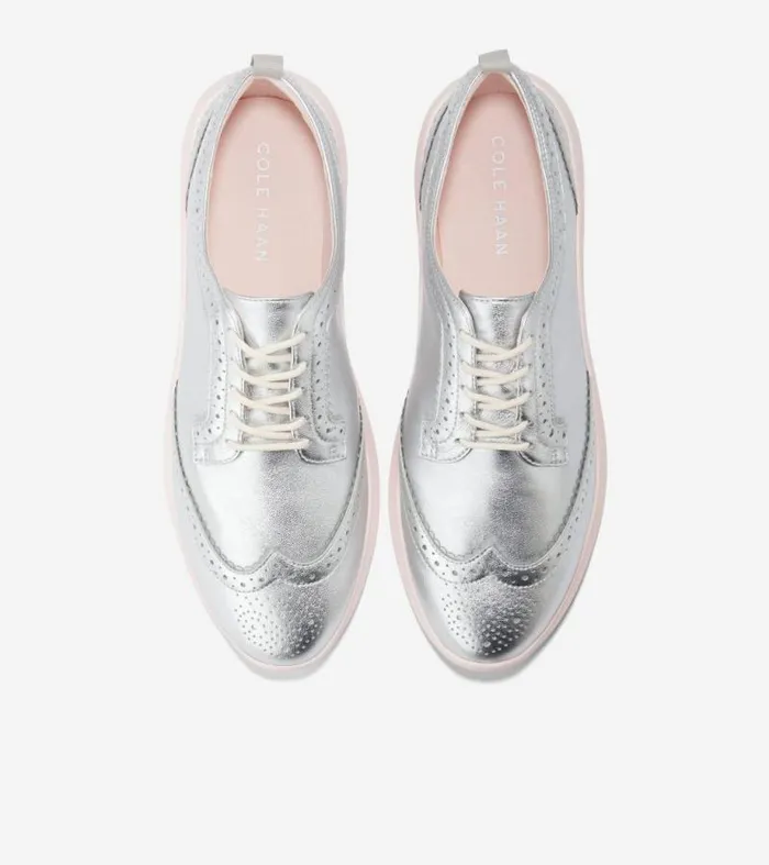 Women Oxfords Cole Haan ZERGRAND Meritt Wingtip Oxfords Silver Talcaprimrose Punk