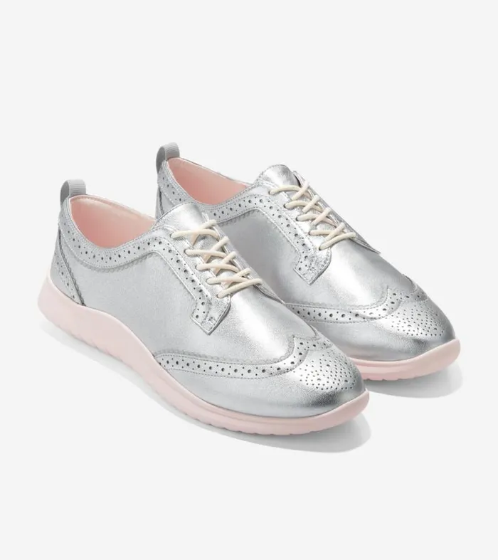 Women Oxfords Cole Haan ZERGRAND Meritt Wingtip Oxfords Silver Talcaprimrose Punk