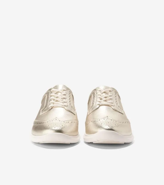 Women Oxfords Cole Haan ZERGRAND Merrit Wingtop Oxfords Gold Talcaivory