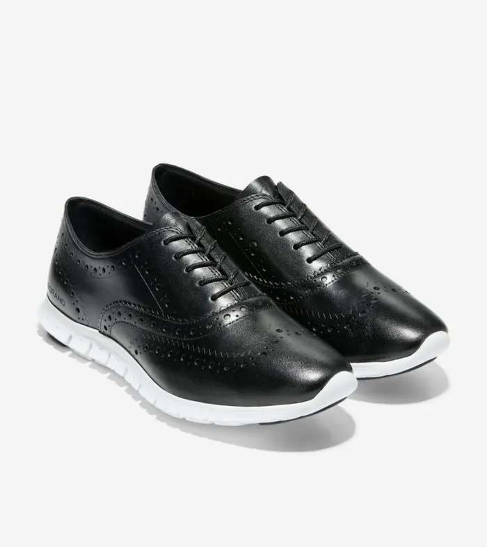 Women Oxfords Cole Haan ZERGRAND Wingtip Oxfords Black Leather
