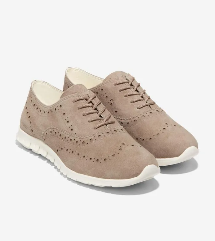 Women Oxfords Cole Haan ZERGRAND Wingtip Oxfords Irish Coffeeivory