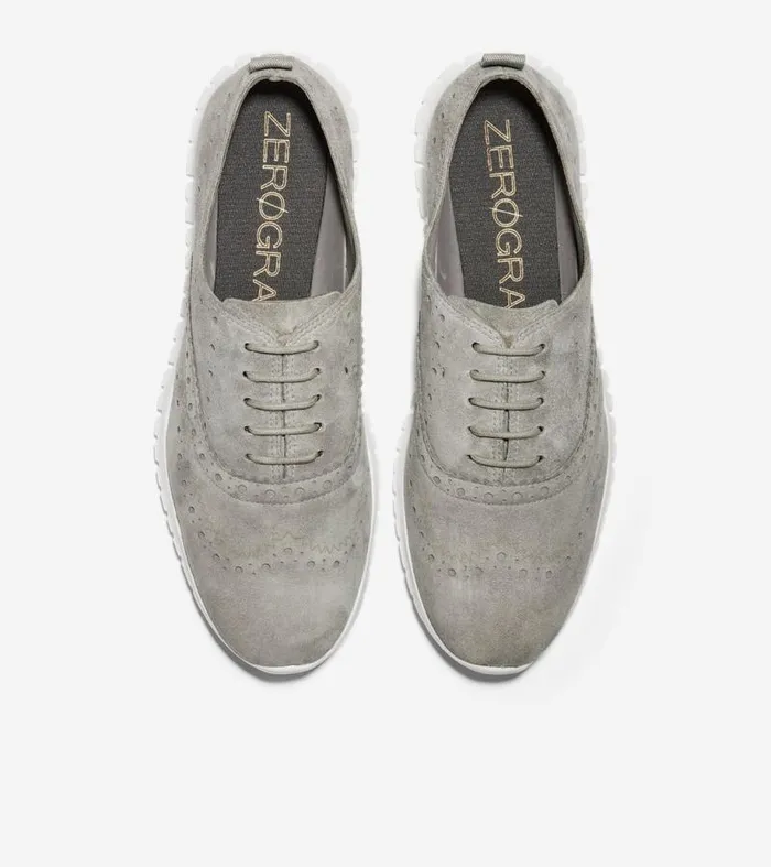 Women Oxfords Cole Haan ZERGRAND Wingtip Oxfords Ironstone Suedeoptic White