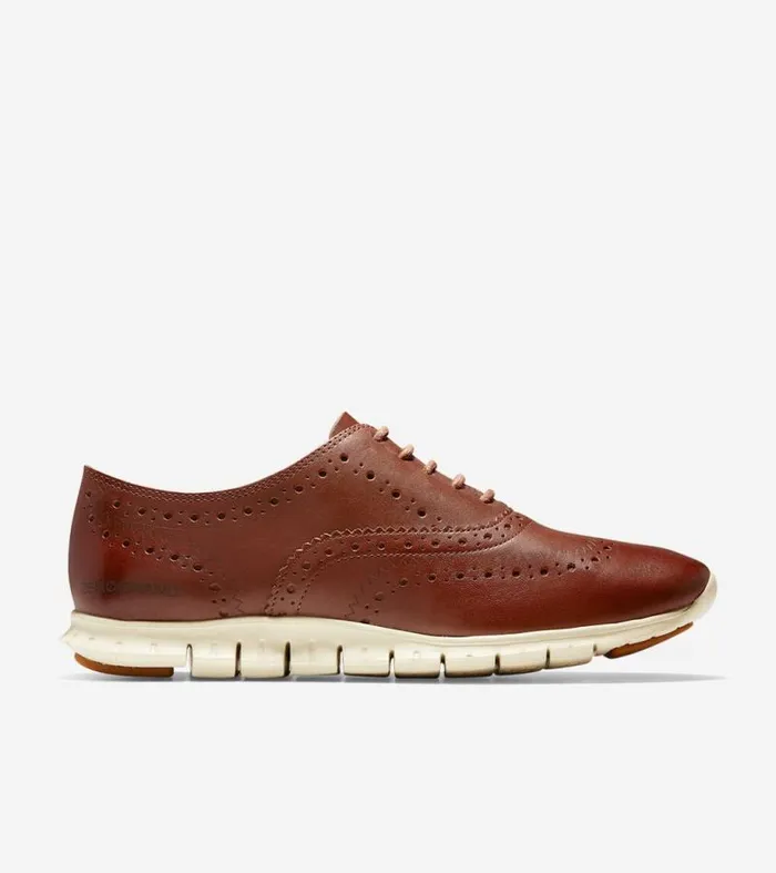 Women Oxfords Cole Haan ZERGRAND Wingtip Oxfords Woodbury Leatherivory