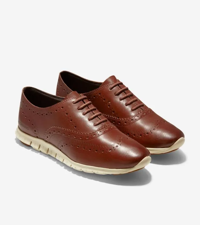 Women Oxfords Cole Haan ZERGRAND Wingtip Oxfords Woodbury Leatherivory