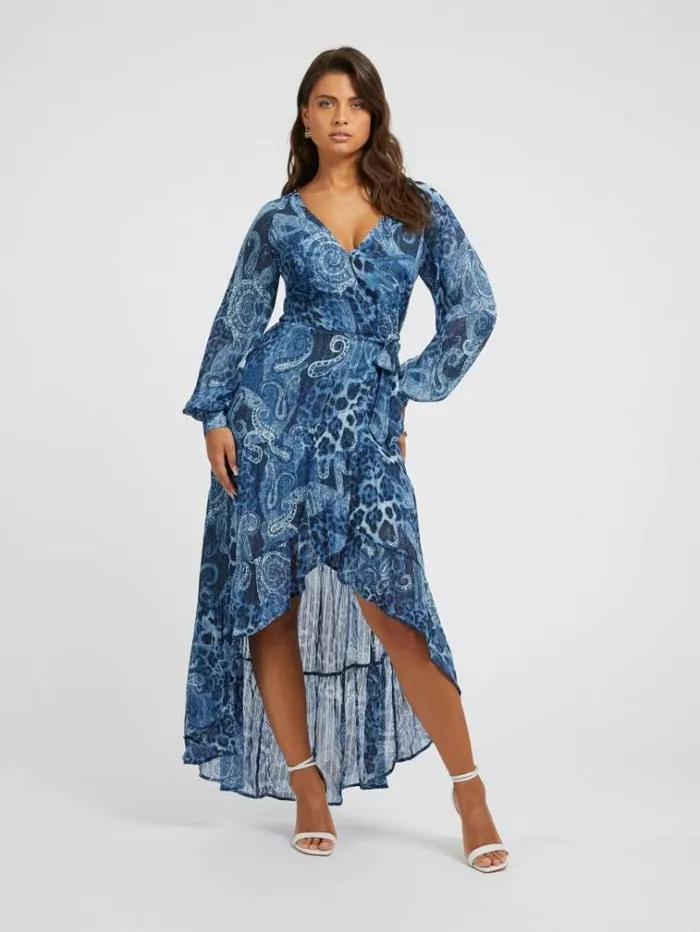 Women Paisley Print Long Dress Blue Multi Guess Dresses And Jumpsuits