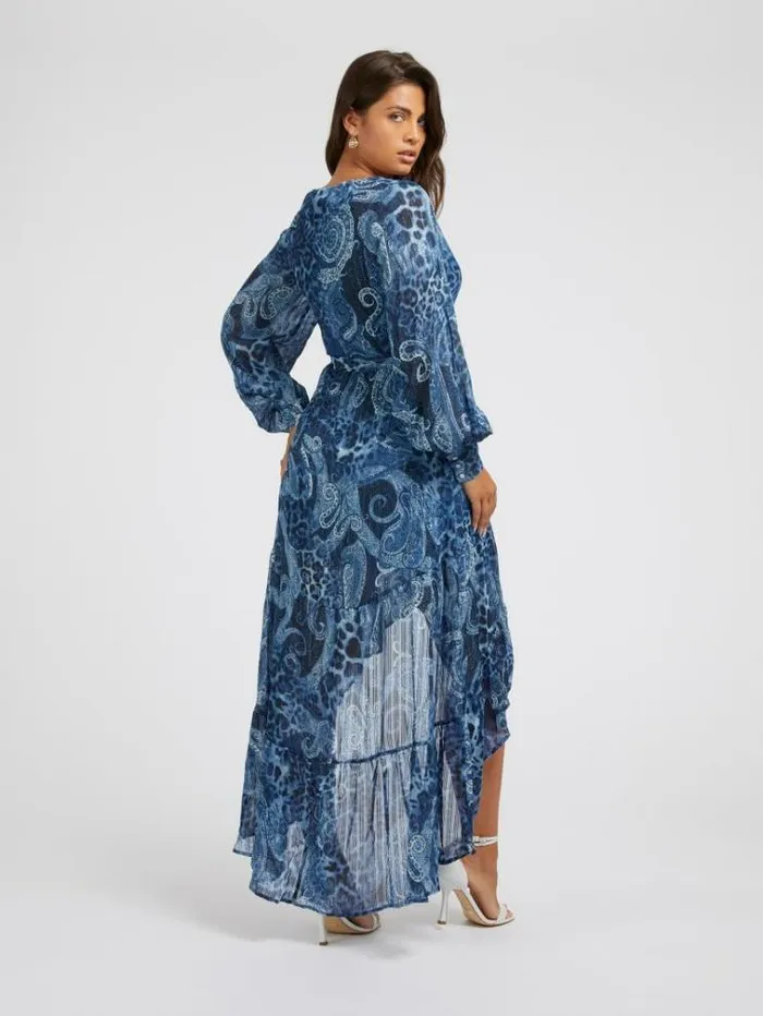 Women Paisley Print Long Dress Blue Multi Guess Dresses And Jumpsuits
