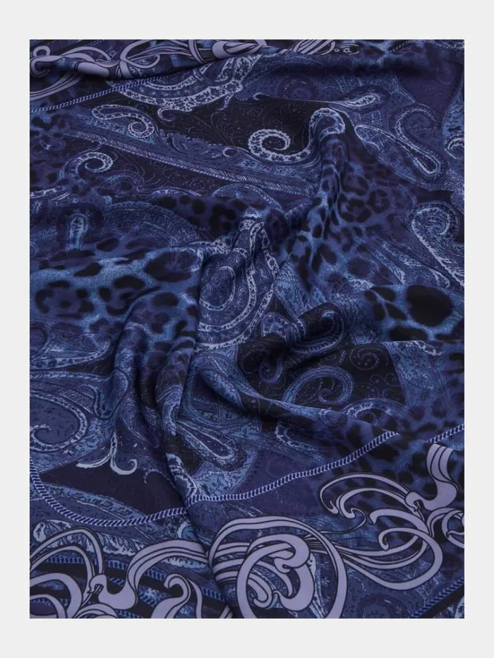 Women Paisley Print Scarf Blue Multi Guess Scarves And Foulards