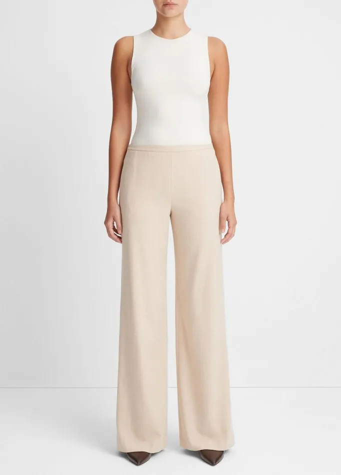 Women Pants and Shorts Vince Brushed Flannel WideLeg Pant Oat Milk