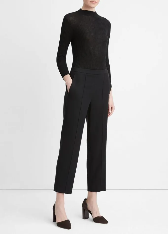Women Pants and Shorts Vince Brushed MidRise Easy PullOn Pant Black