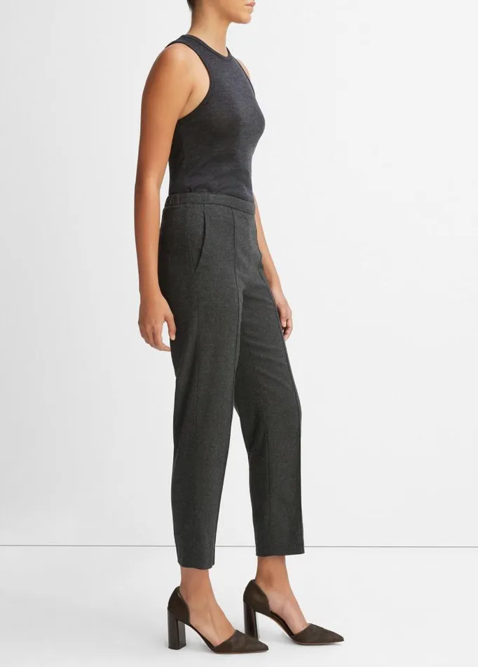 Women Pants and Shorts Vince Brushed MidRise Easy PullOn Pant Heather Charcoal