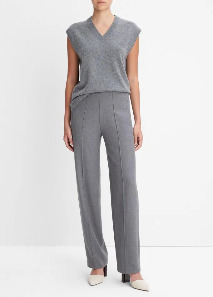 Women Pants and Shorts Vince Brushed Wool MidRise StraightLeg Pant Heather Flint Women Pants and Shorts Vince Brushed Wool MidRise StraightLeg Pant Heather Flint