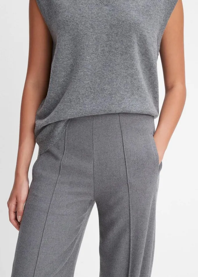 Women Pants and Shorts Vince Brushed Wool MidRise StraightLeg Pant Heather Flint