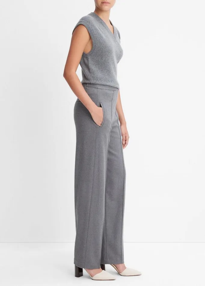 Women Pants and Shorts Vince Brushed Wool MidRise StraightLeg Pant Heather Flint