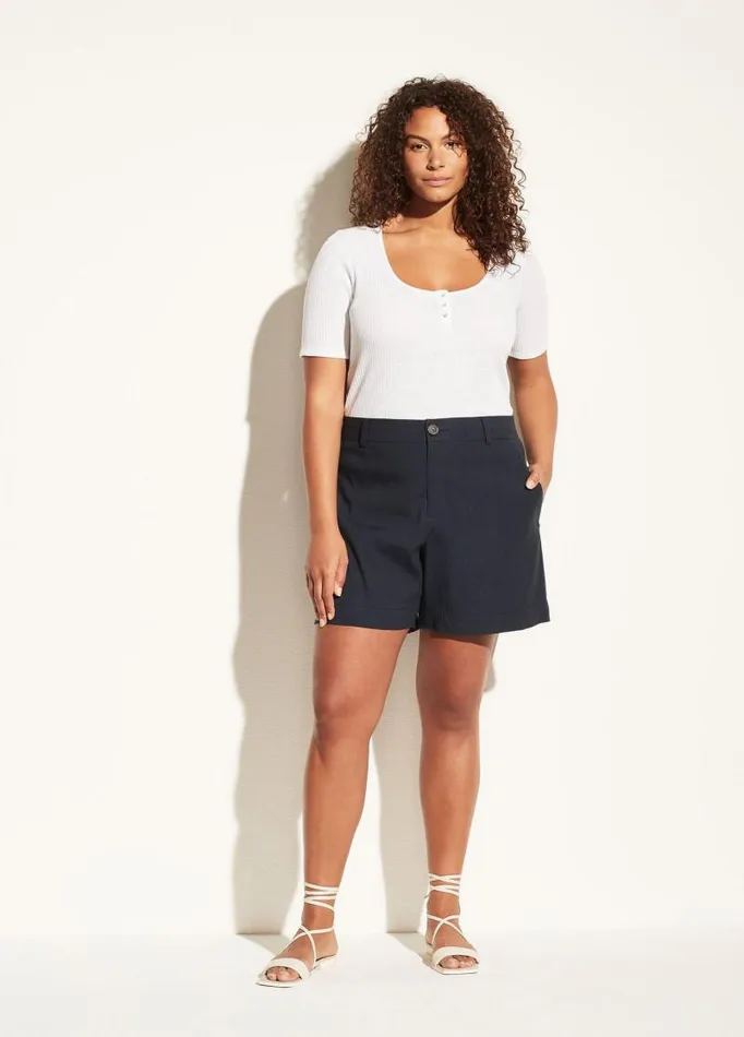 Women Pants and Shorts Vince Casual Linen Short Coastal Blue
