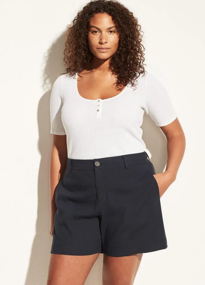 Women Pants and Shorts Vince Casual Linen Short Coastal Blue