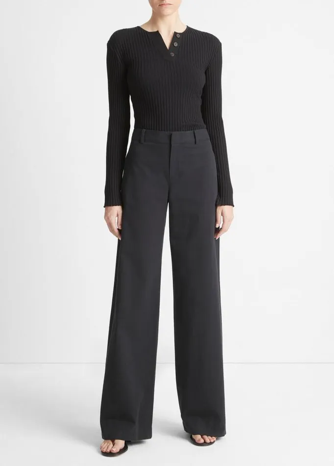 Women Pants and Shorts Vince Cotton WideLeg Pant Light Obsidian