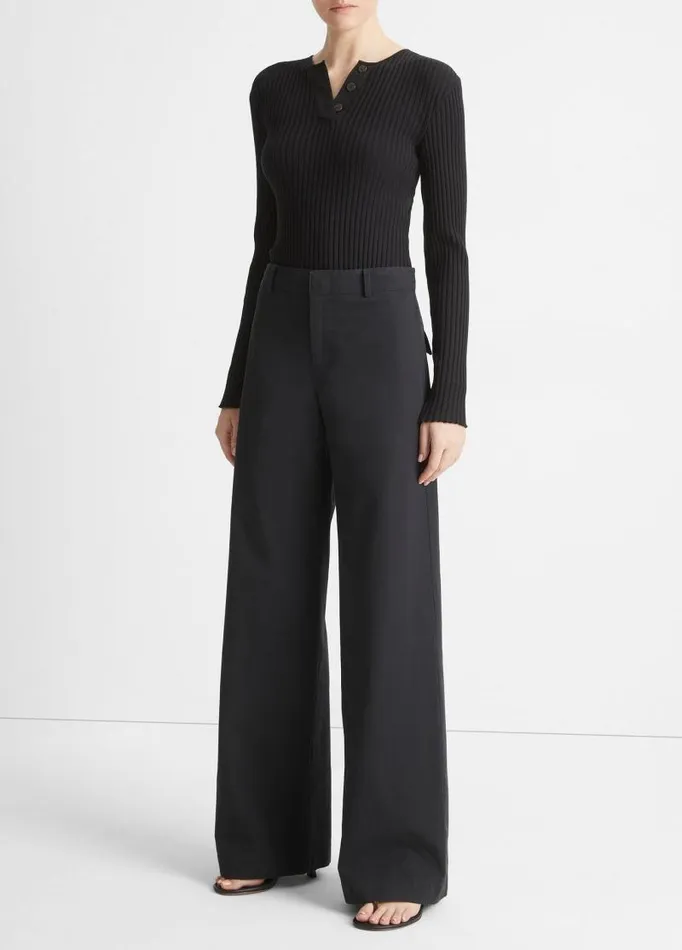Women Pants and Shorts Vince Cotton WideLeg Pant Light Obsidian
