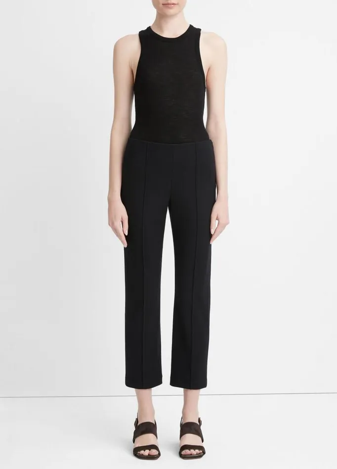 Women Pants and Shorts Vince Cozy WoolBlend MidRise StitchFront Pant Black